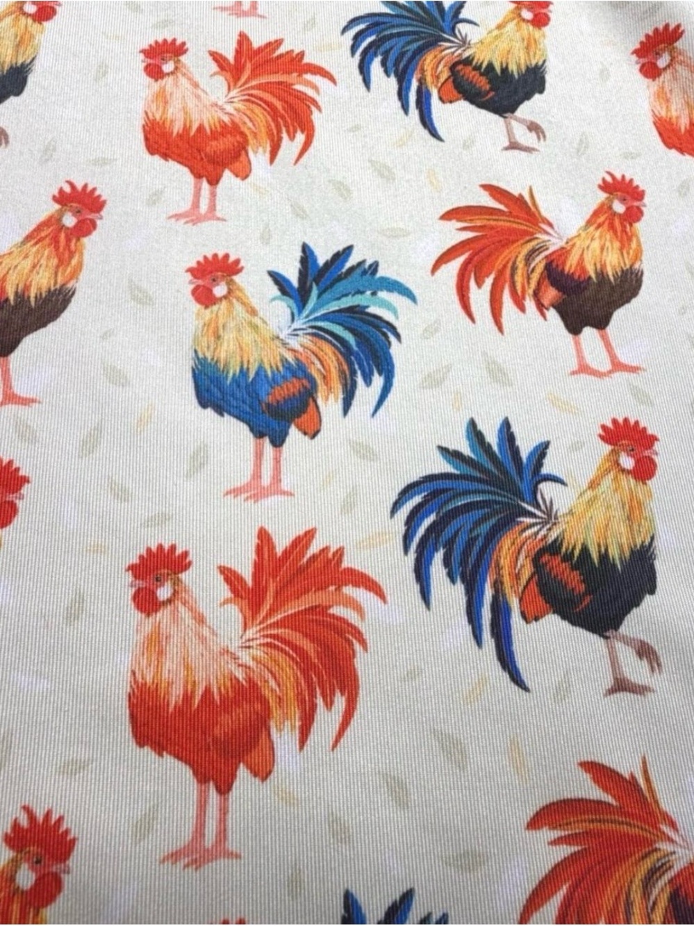Waggle Rooster Print Cotton Fabric - Vibrant Multi-Color Roosters size Medium
